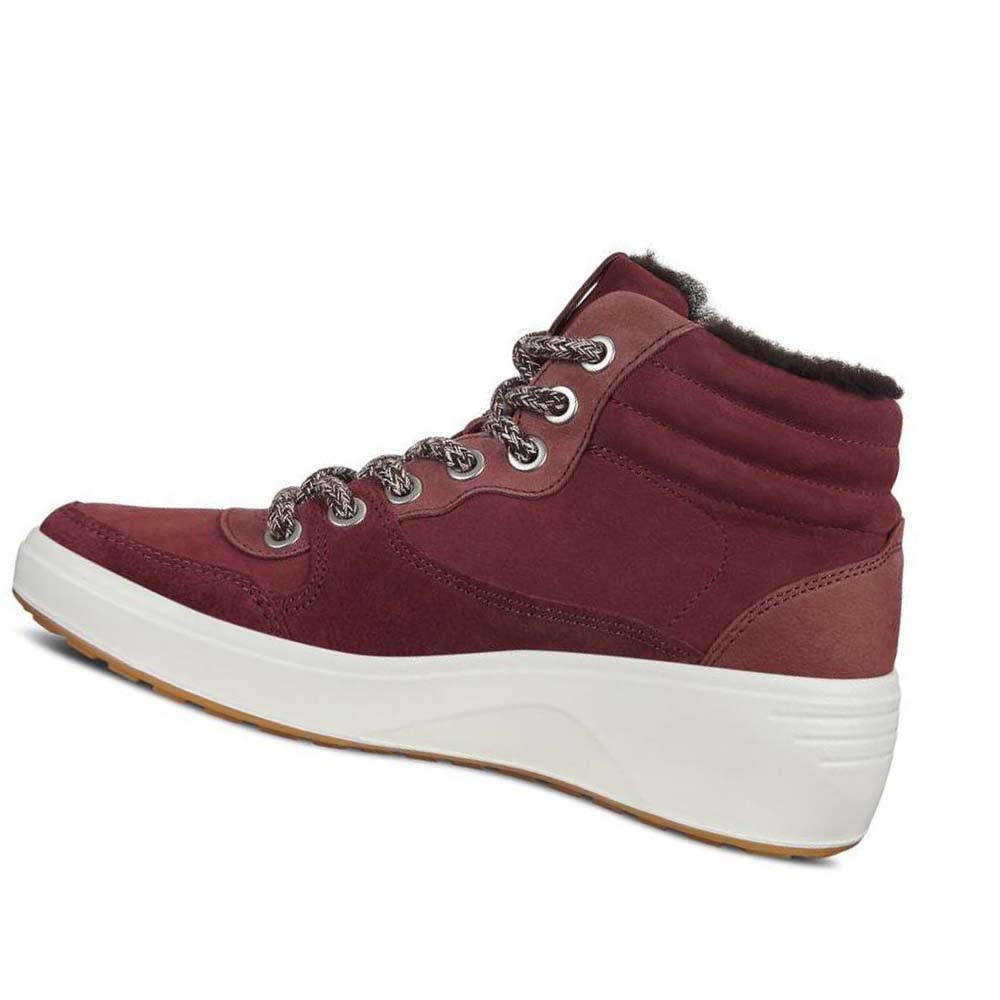 Women's Ecco Soft 7 Wedge Tred Boots Burgundy | Canada 45ZUT